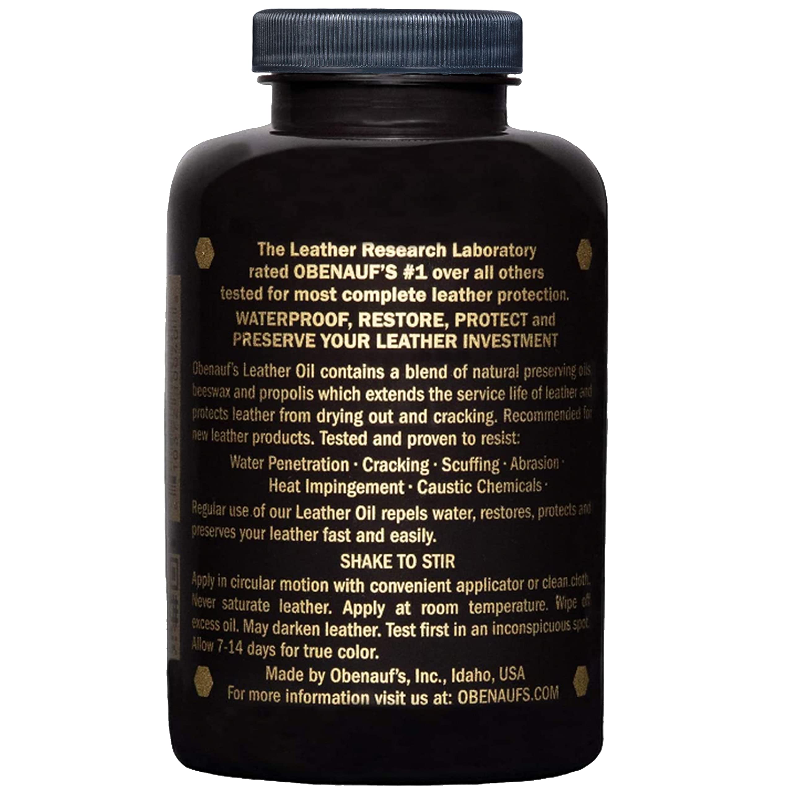 Obenauf's close-up of Leather Oil texture pouring and smooth absorption