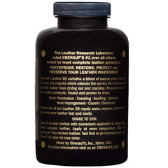 Obenauf's close-up of Leather Oil texture pouring and smooth absorption