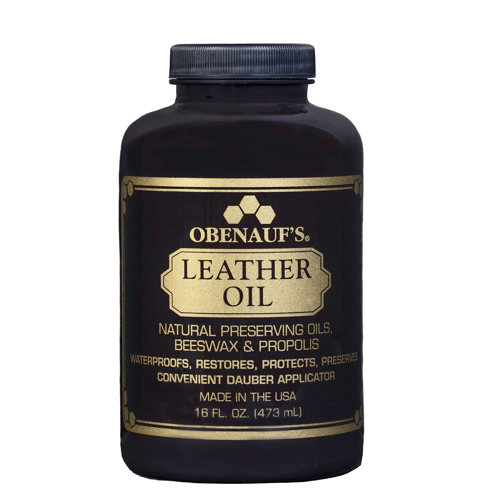 Obenauf's 16oz bottle front view showing label and applicator for easy use