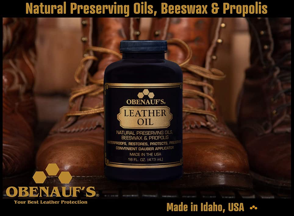 Obenauf's before-and-after leather boot shot showing restored suppleness