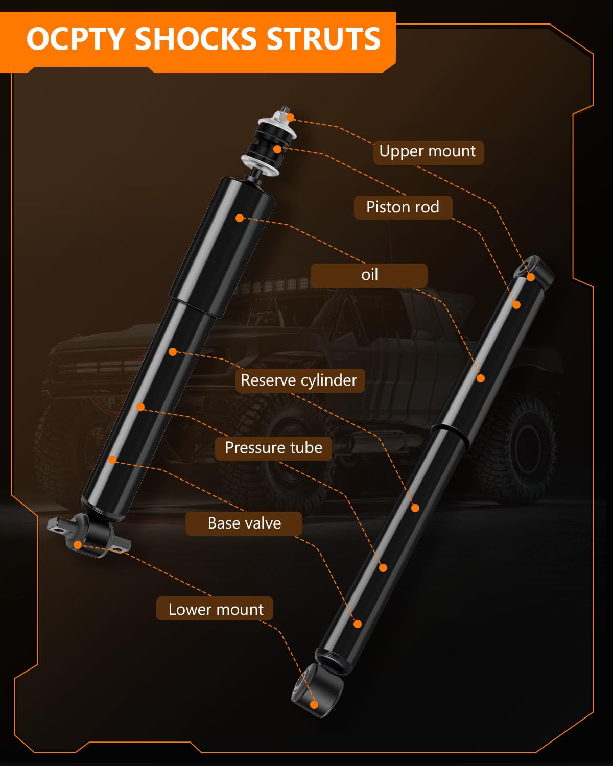 OCPTY boxed shocks showing two-package shipment convenience and protection