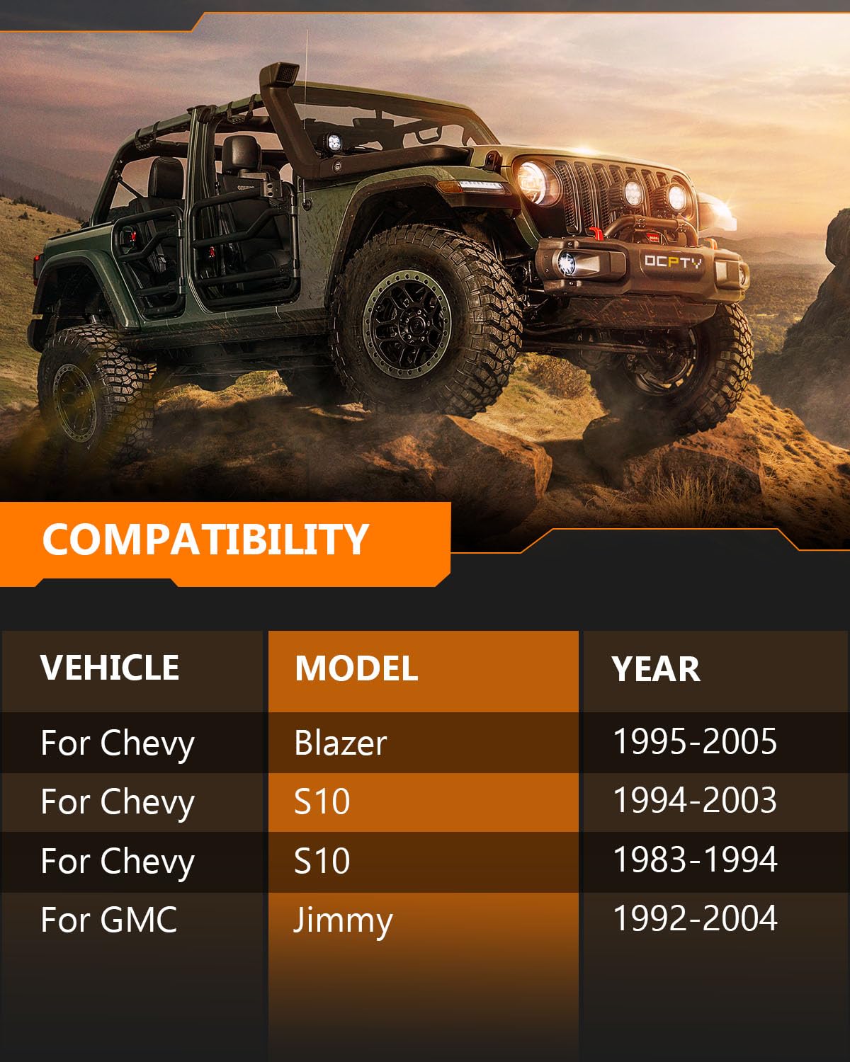 OCPTY rear shock profile highlighting durable construction for smoother control