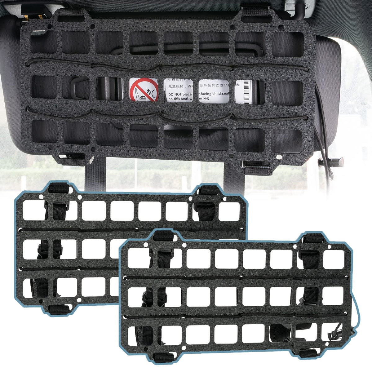 OEMASSIVE visor organizer front view showing clean modular layout and durable finish