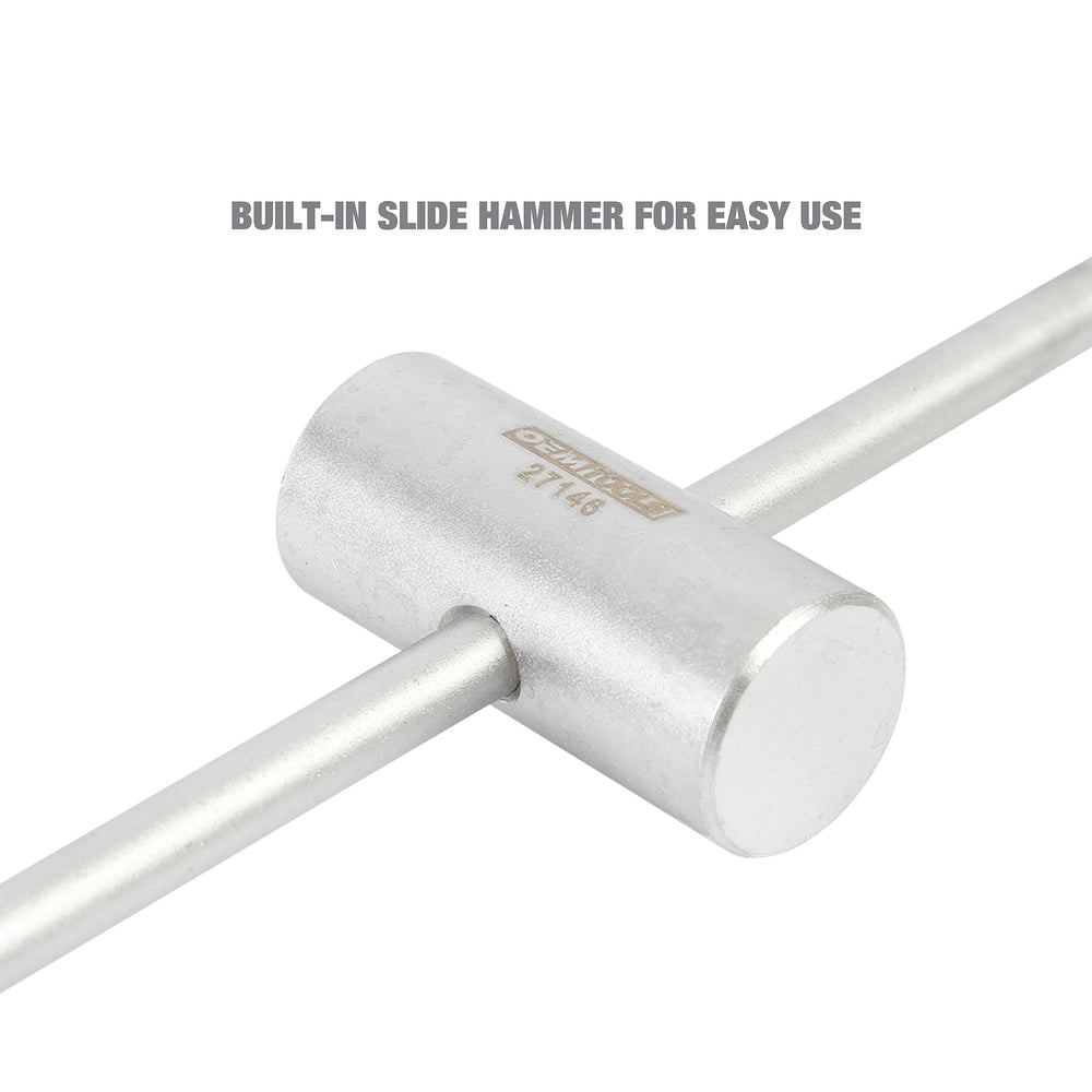 OEMTOOLS lifter tool next to ratchet showing compact size for easy storage benefit
