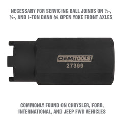 OEMTOOLS 27399 installed on Dana 44 axle sleeve demonstrating smooth removal and precise fit