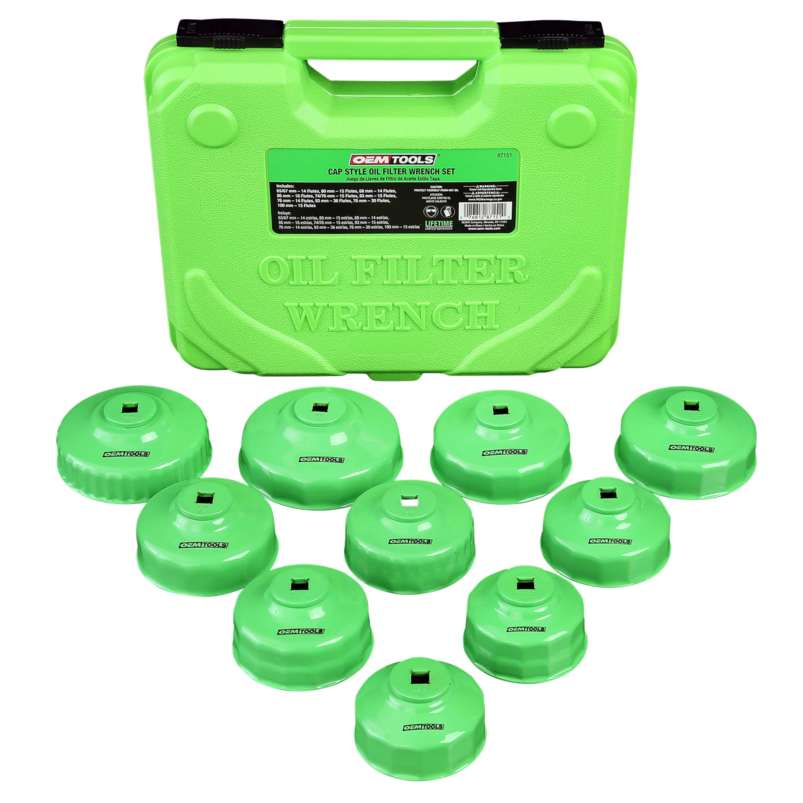 OEMTOOLS 87151 front view with open case showing organized sockets for quick selection