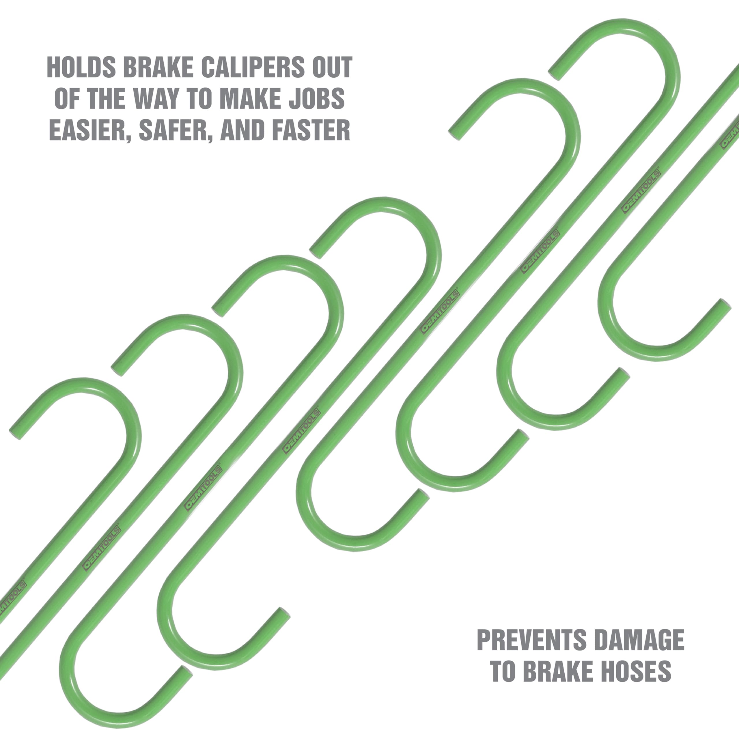 OEMTOOLS caliper hanger supporting a removed caliper to avoid hose stress
