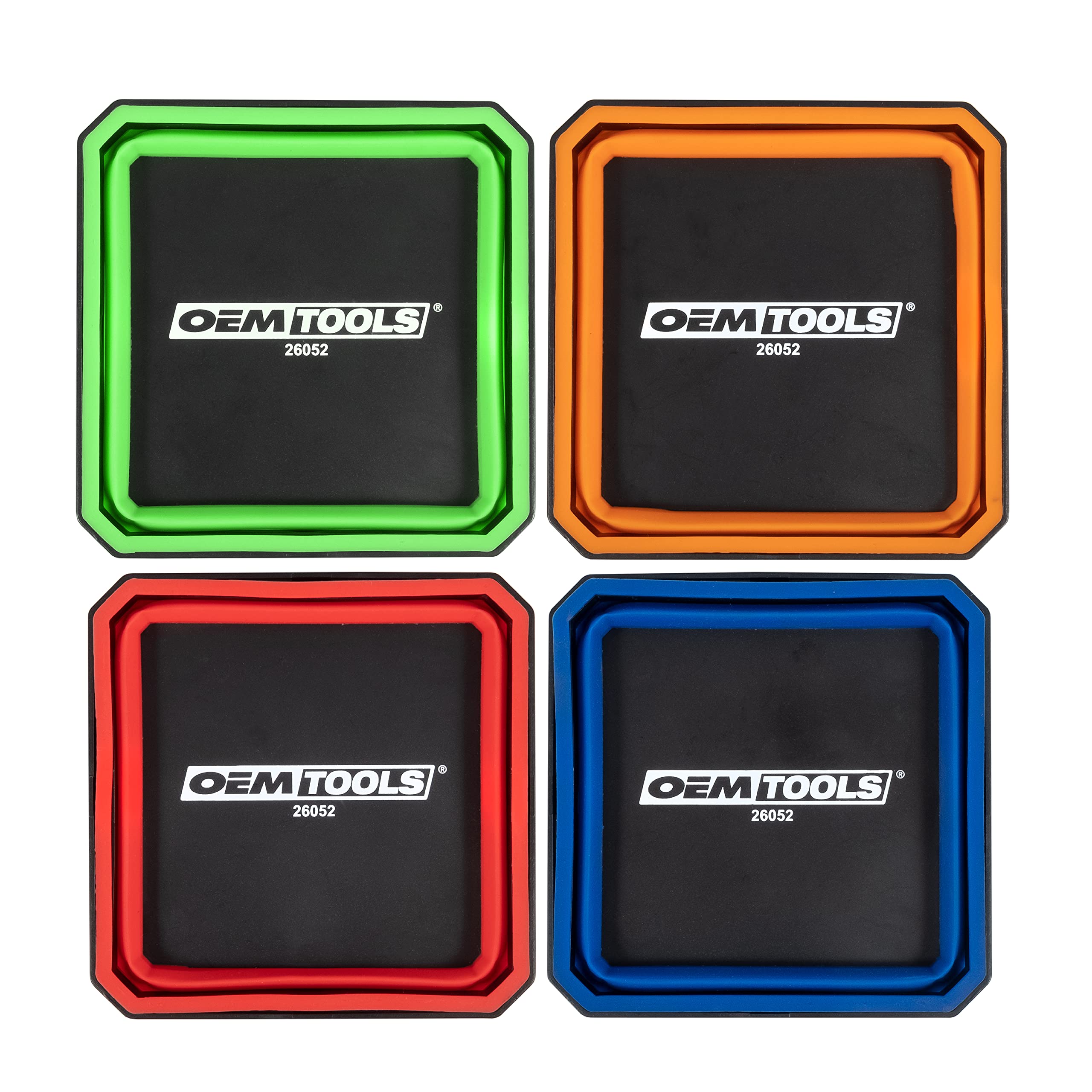 OEMTOOLS four color-coded trays laid out for quick parts separation