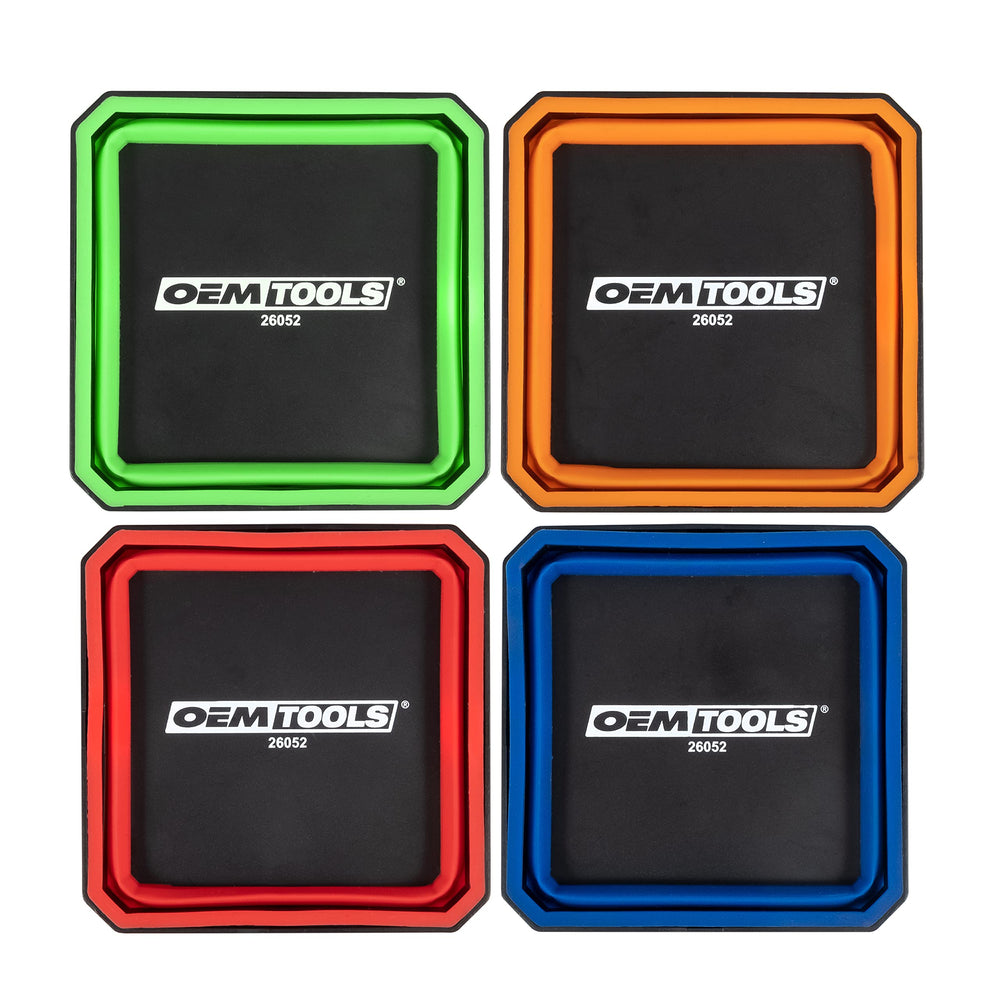 OEMTOOLS four color-coded trays laid out for quick parts separation