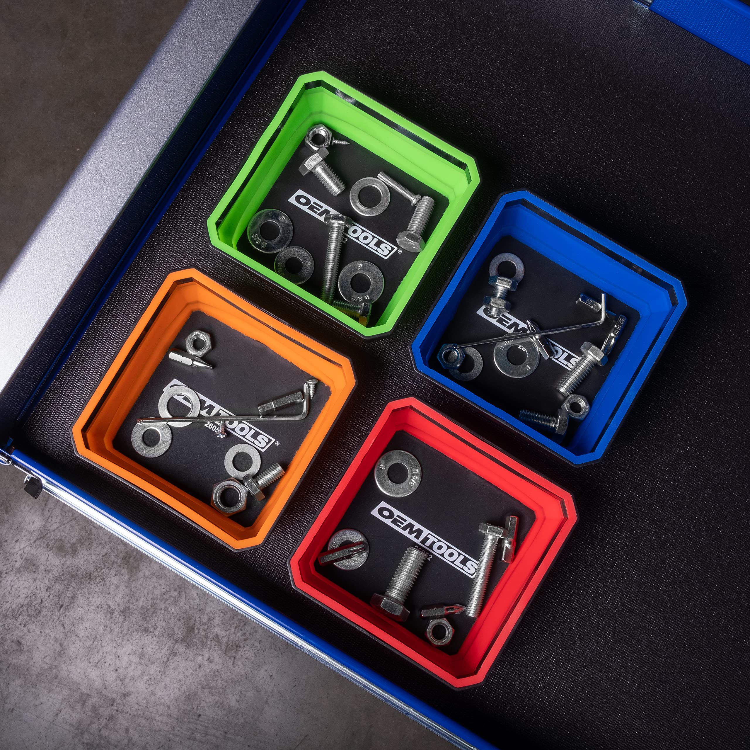 OEMTOOLS tray filled with nuts and bolts preventing lost parts during repair