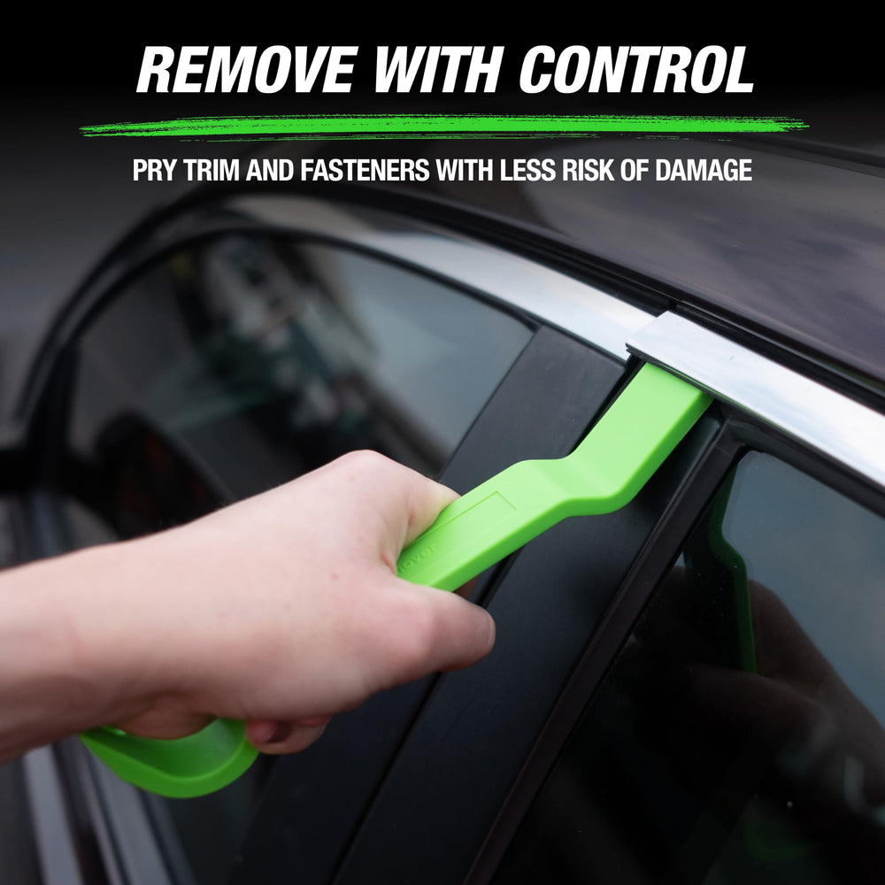 OEMTOOLS tool prying a car door panel with minimal trim damage and protected paint