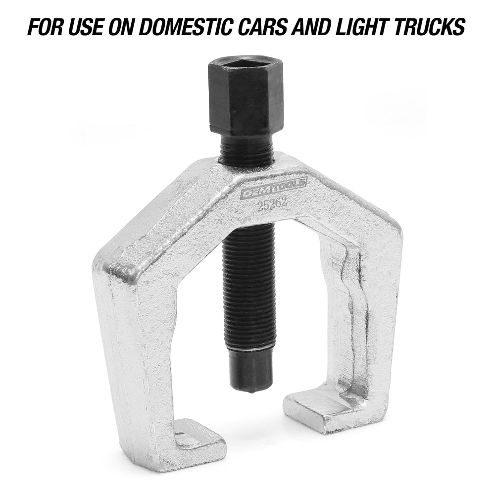 OEMTOOLS puller in use on steering gear illustrating safe Pitman arm removal