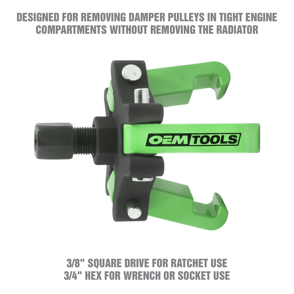 OEMTOOLS three-jaw close-up showing spring-loaded jaws for secure grip