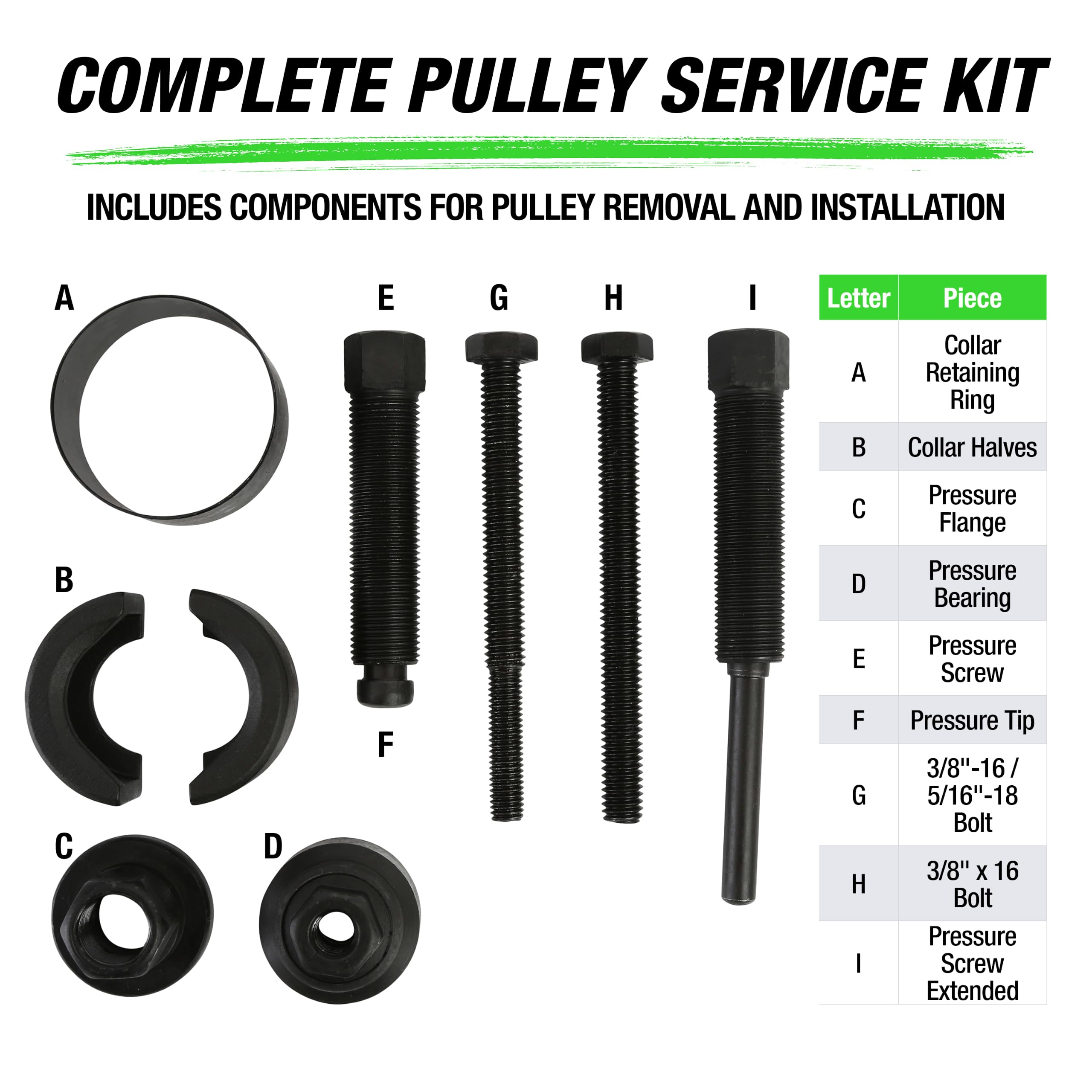 OEMTOOLS tool removing a power steering pulley on a pump to prevent damage