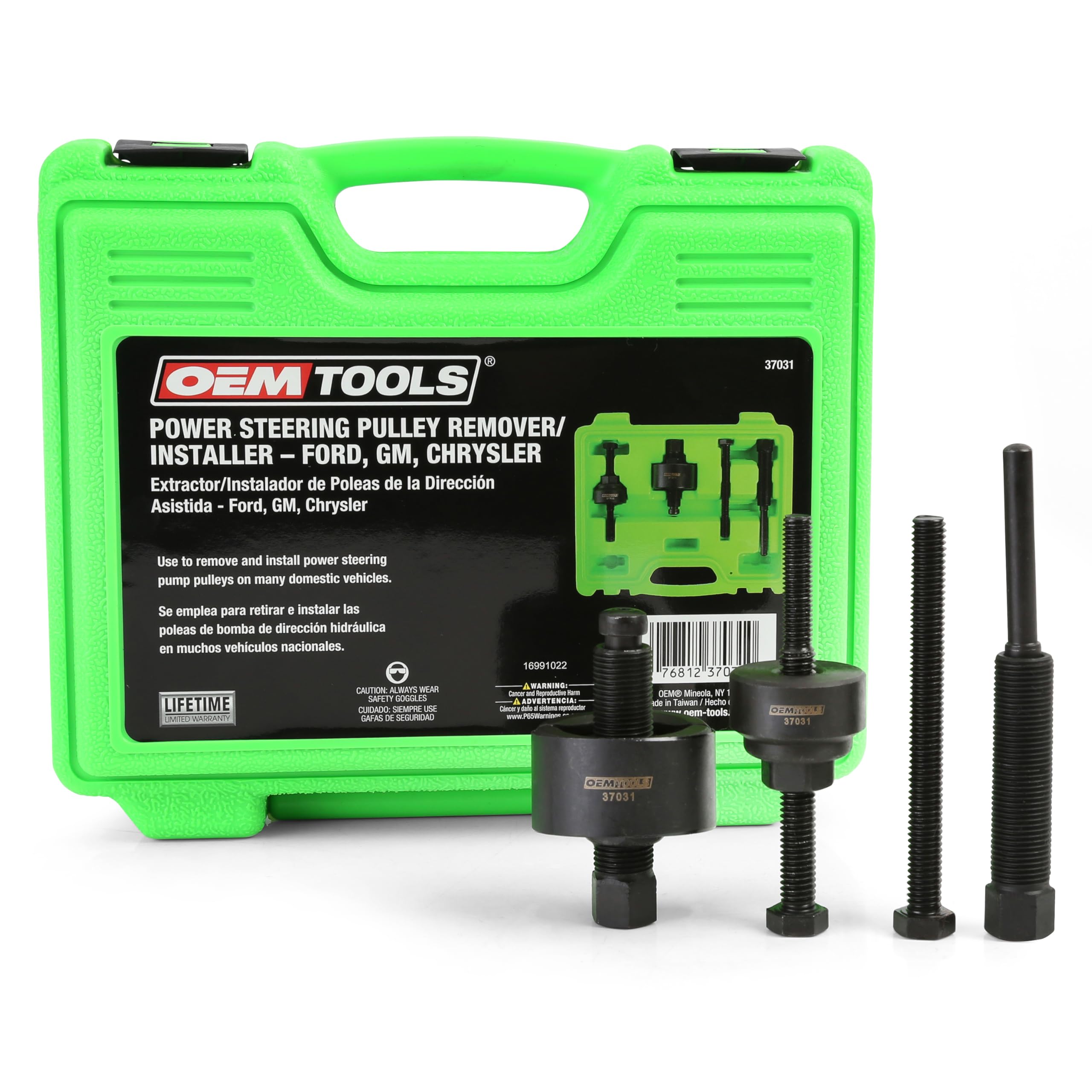 OEMTOOLS open kit showing organized pullers and adapters for fast access