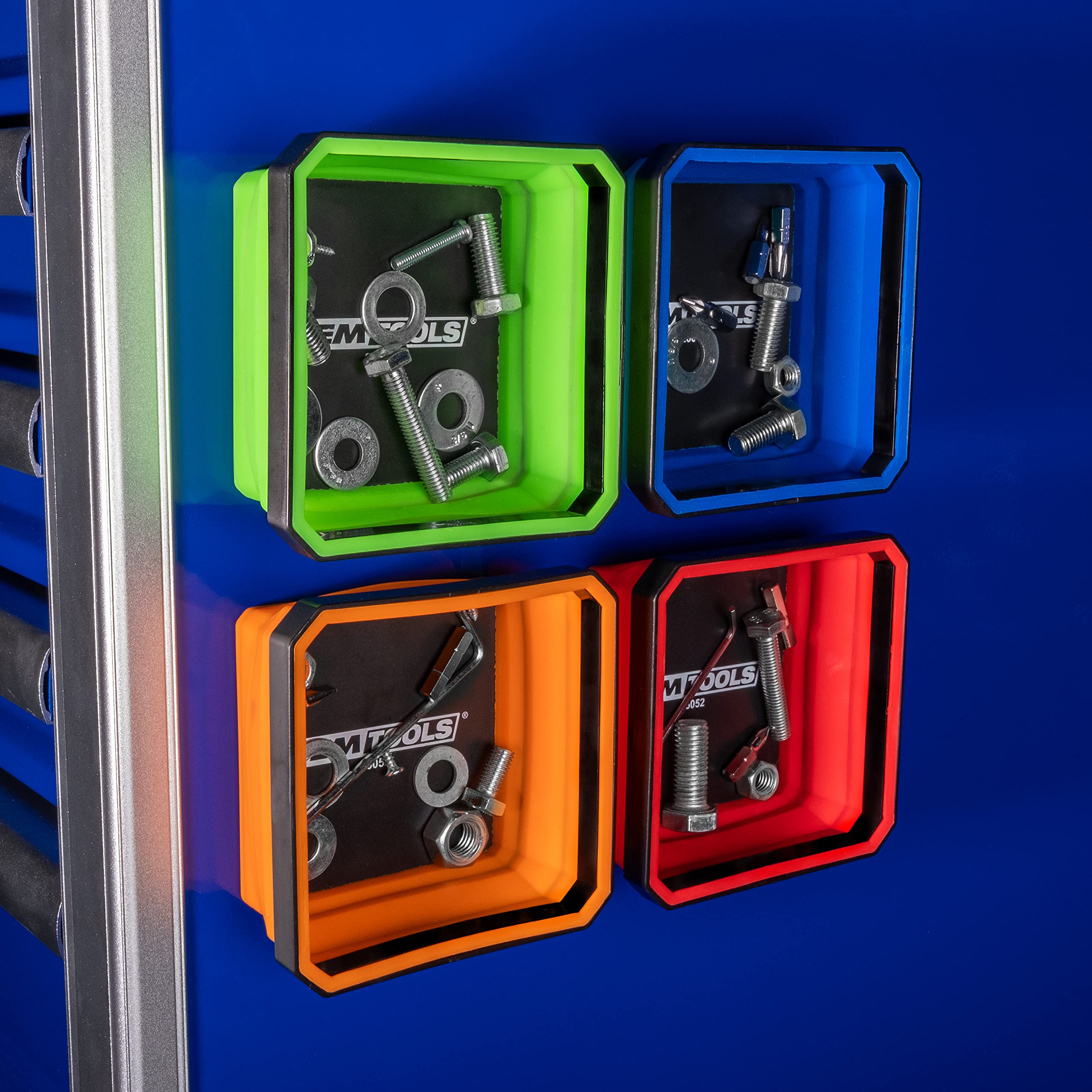 OEMTOOLS tray beside ruler showing 4½ inch square size and depth