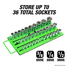 OEMTOOLS close-up of rubber magnet strips holding sockets securely for rattle-free storage