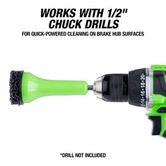 OEMTOOLS tool attached to drill cleaning a hub to speed up brake service
