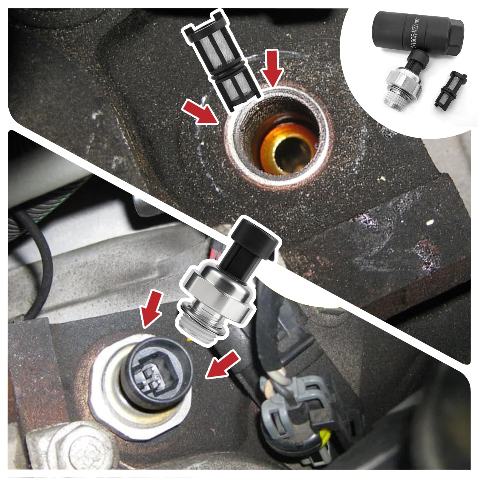 OEMUTA sensor installed in engine bay demonstrating fitment and space-saving