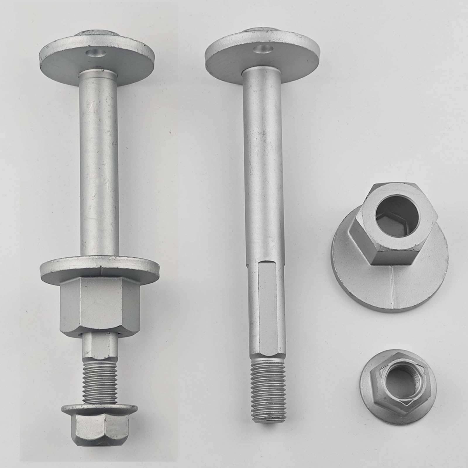 OEMUTA camber bolt installed on front lower control arm, improves alignment control