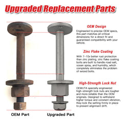 OEMUTA kit components displayed on bench demonstrating included bolts, washers, nuts