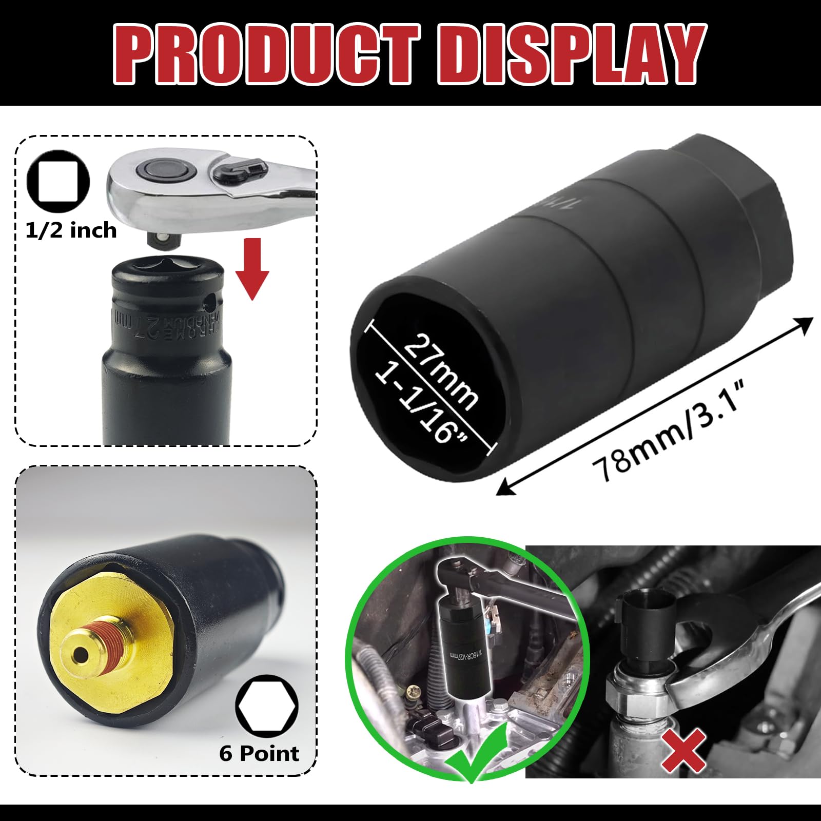 OEMUTA included socket tool displayed beside sensor demonstrating easier removal and installation