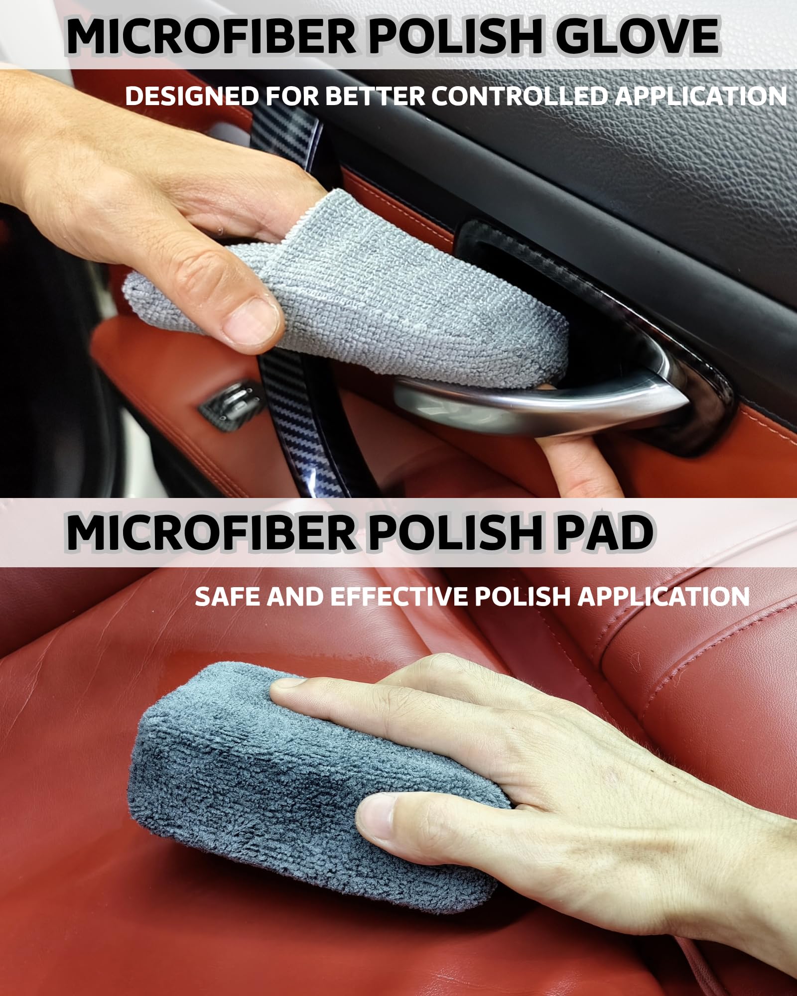 oesee microfiber towels and mitt arrangement for streak-free polishing