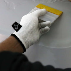 Off-Wrap firm squeegee smoothing vinyl wrap demonstrating faster air removal