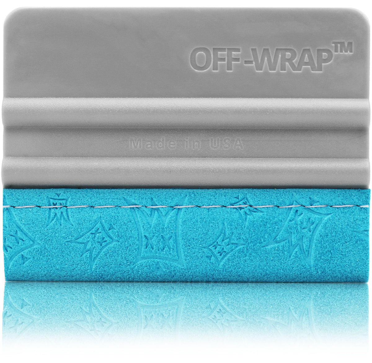 Off-Wrap squeegee front view showing shape and safe rounded edges for cleaner installs