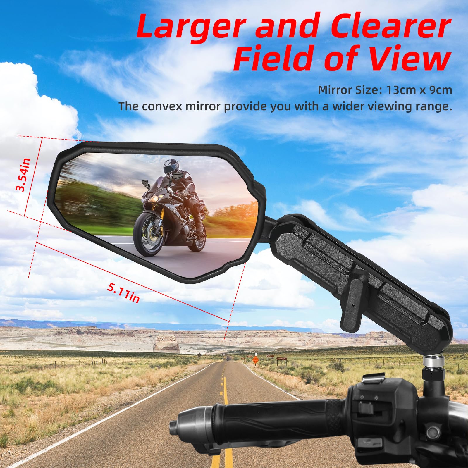 OFIG close-up of HD glass and ABS housing for clearer rear view
