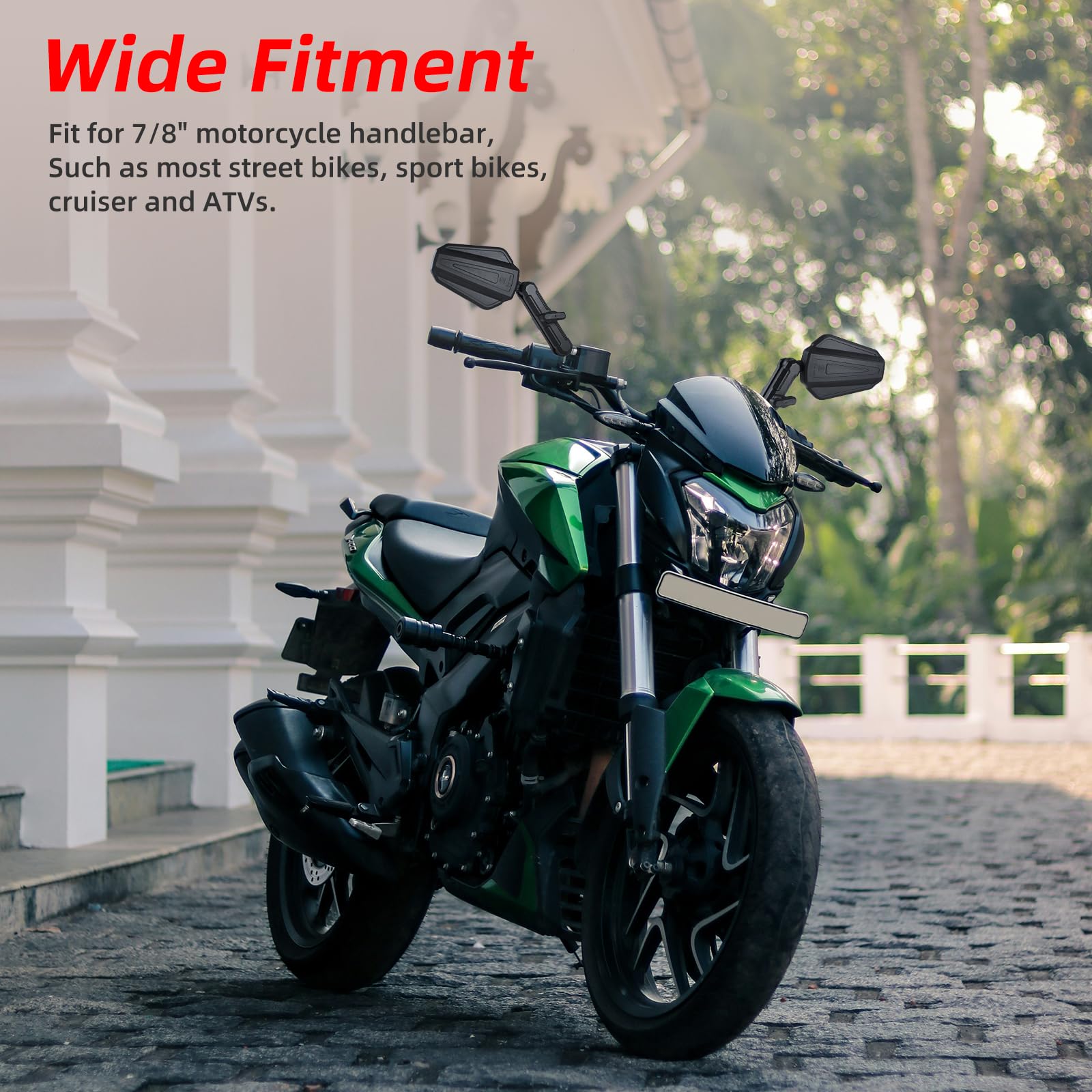 OFIG side angle in use on scooter illustrating expanded field of view
