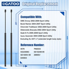 OGATOO gas strut length measurement detail illustrating 21.60" extended and 14.01" compressed accuracy