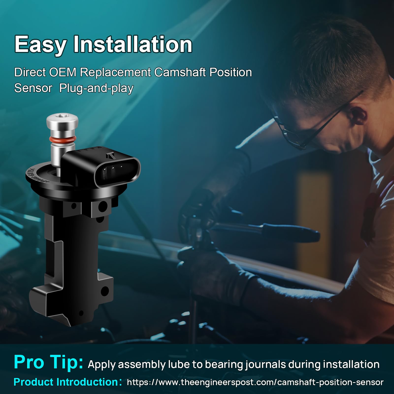 OGATOO camshaft sensor installed in engine bay improving engine signals