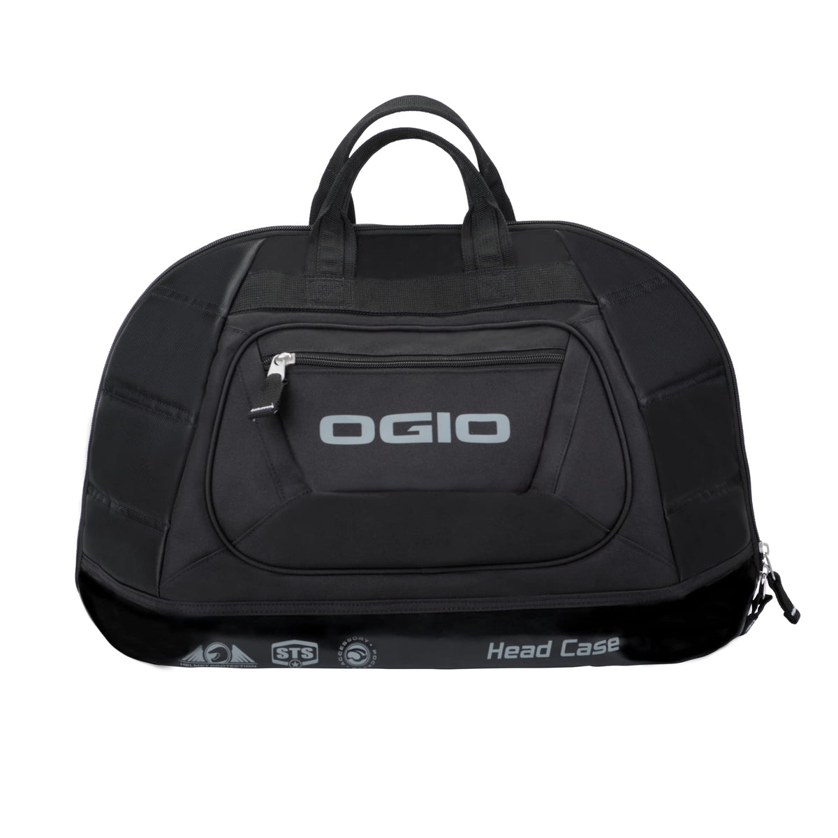 OGIO front view helmet bag showing full-size fit and secure storage benefit