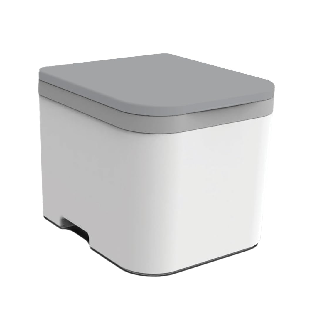 OGO NOMAD front view showing compact portable toilet and quick setup benefit