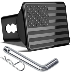 OGYE front view of American flag hitch cover showing bold patriotic finish and protection