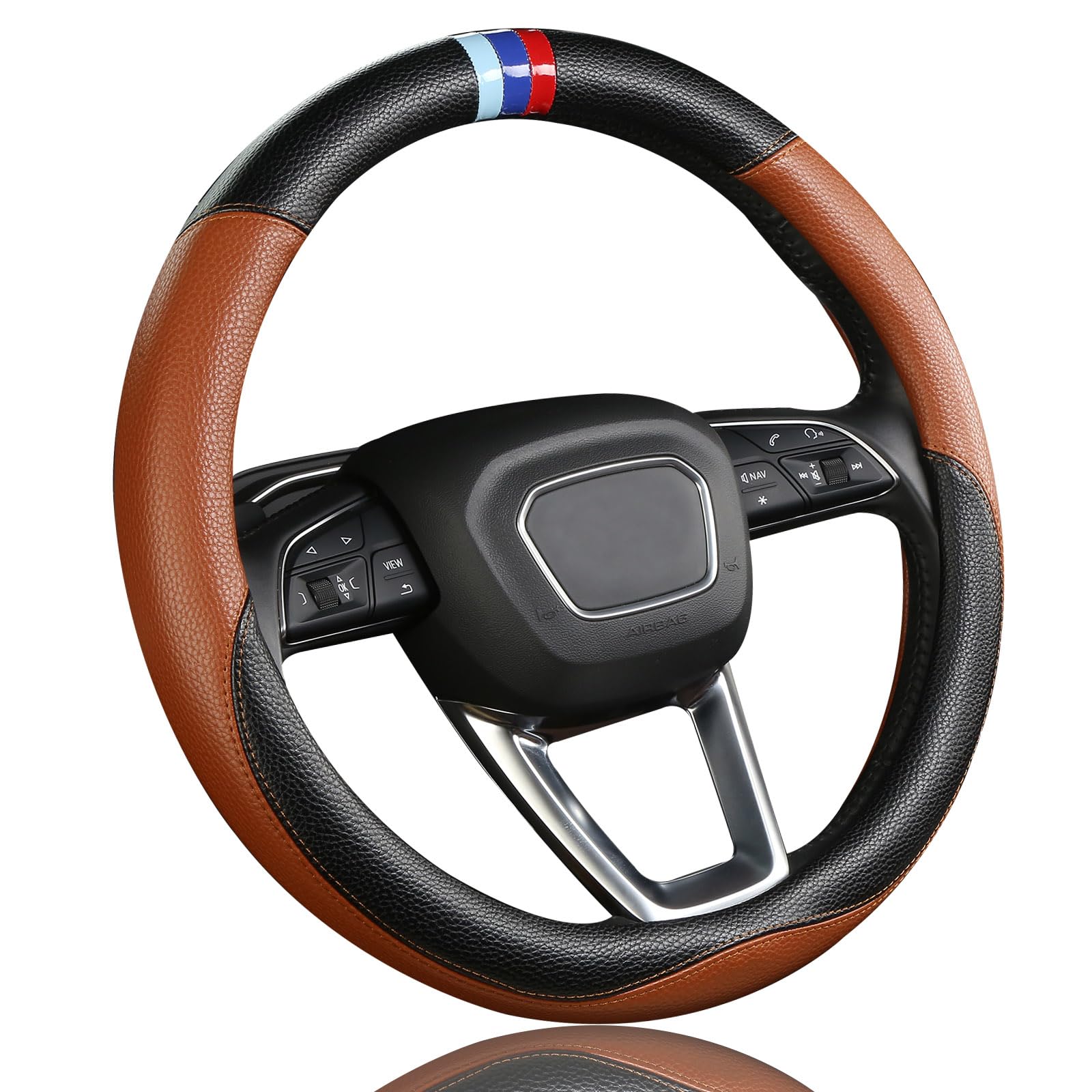 OHHMNKK brown leather cover front view shows elegant finish and fit