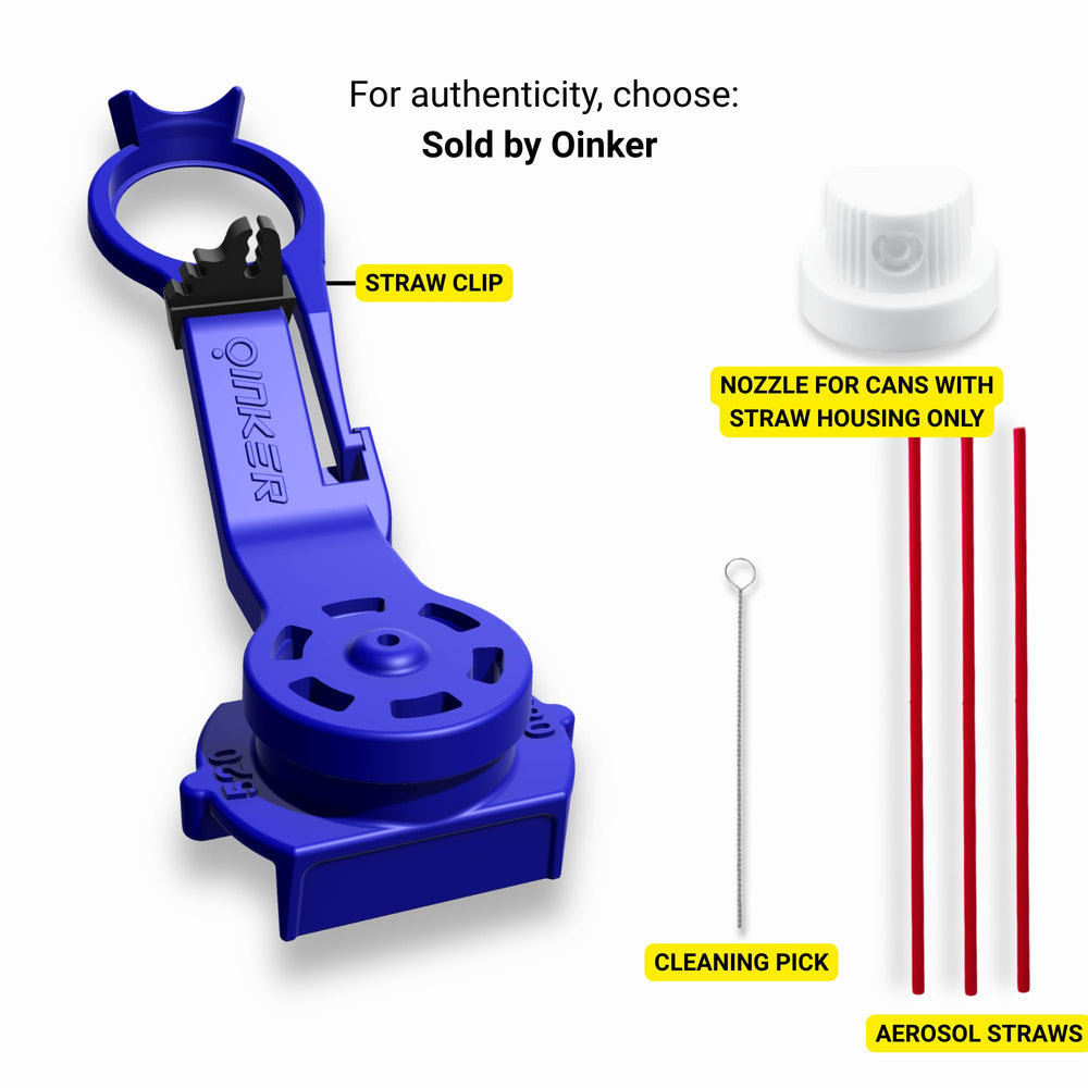 Oinker included straws and replacement nozzles for universal can fit