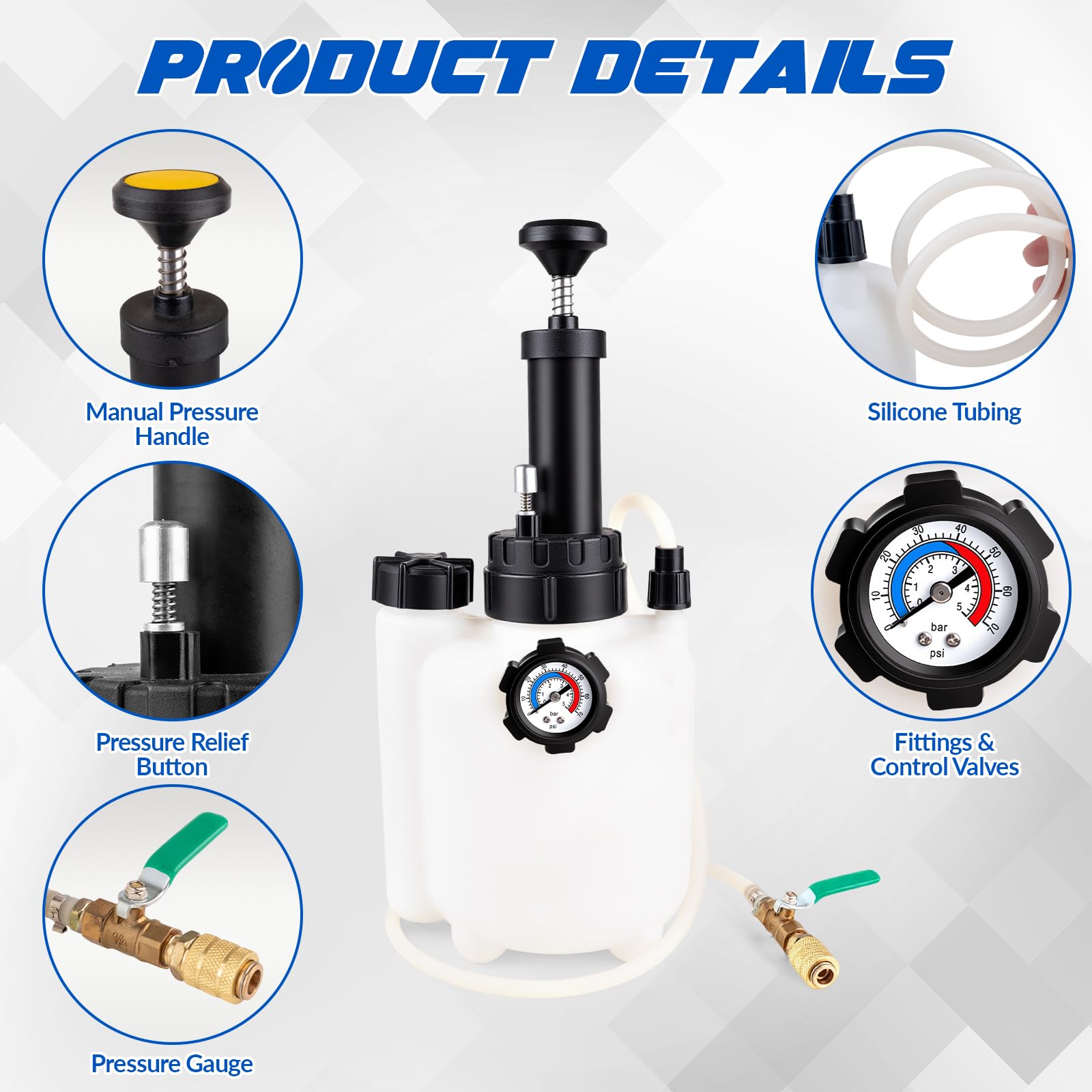 Ojtrtdr closeup of pressure gauge and valve offering precise PSI readings