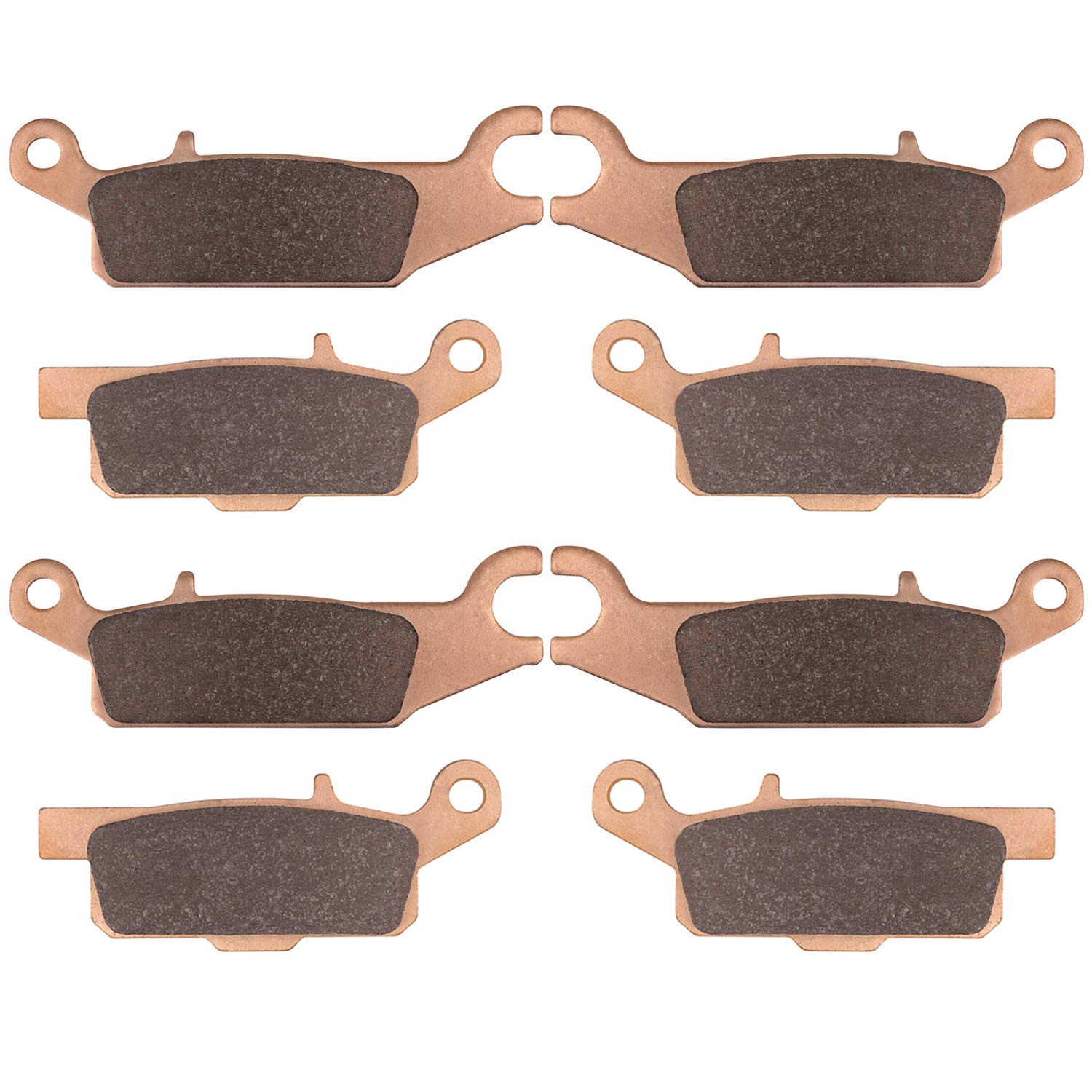 OKBA front and rear brake pad packaging showing fitment for Yamaha Grizzly and Kodiak with clear compatibility benefit