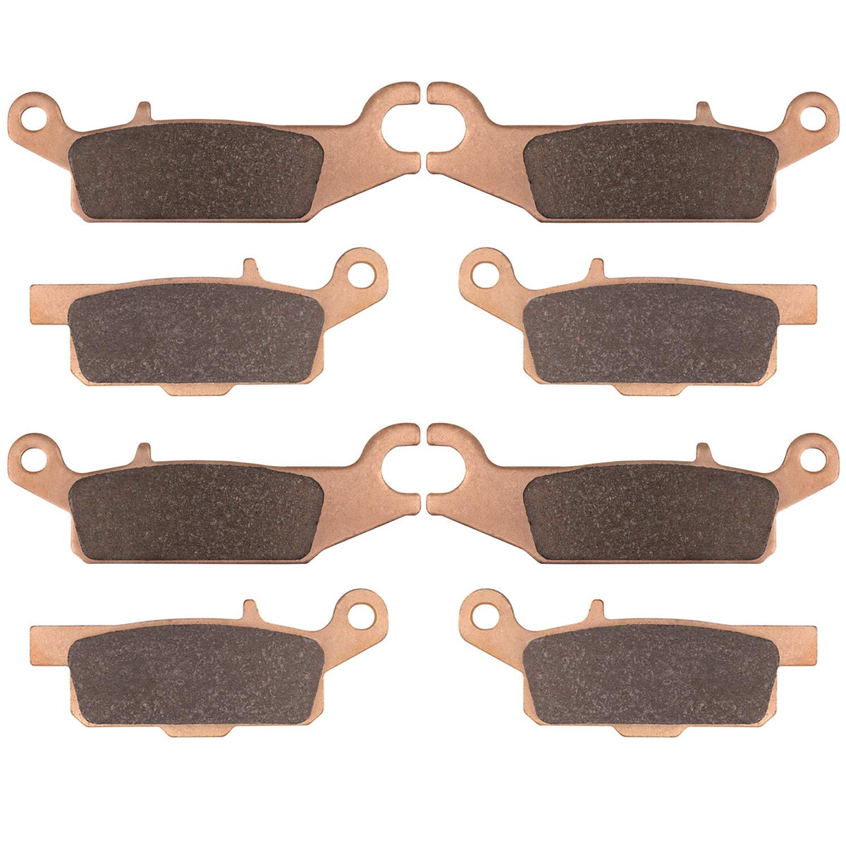 OKBA front and rear brake pad packaging showing fitment for Yamaha Grizzly and Kodiak with clear compatibility benefit