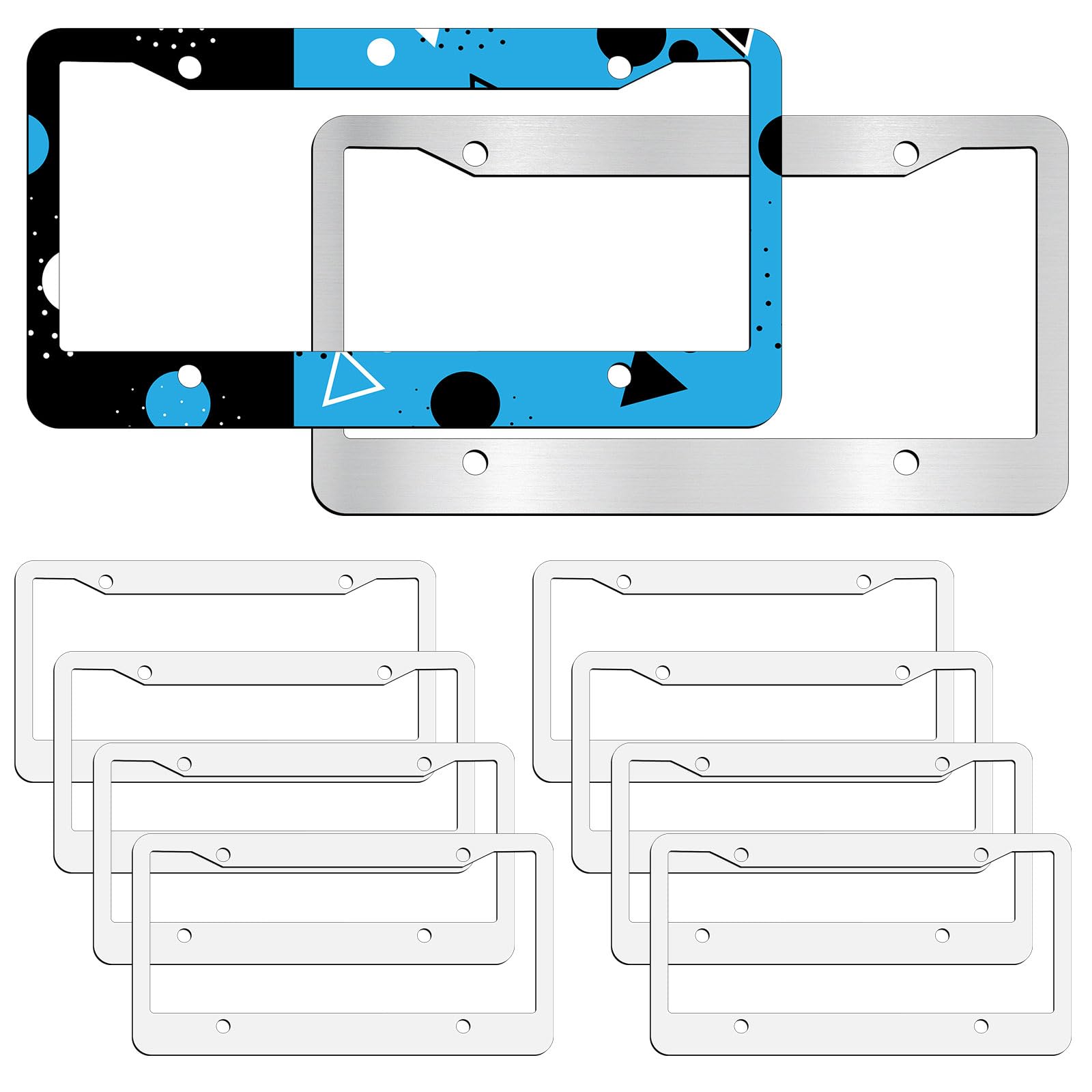 OKBA front view license plate frame showing clean printable face and benefit clear visuals