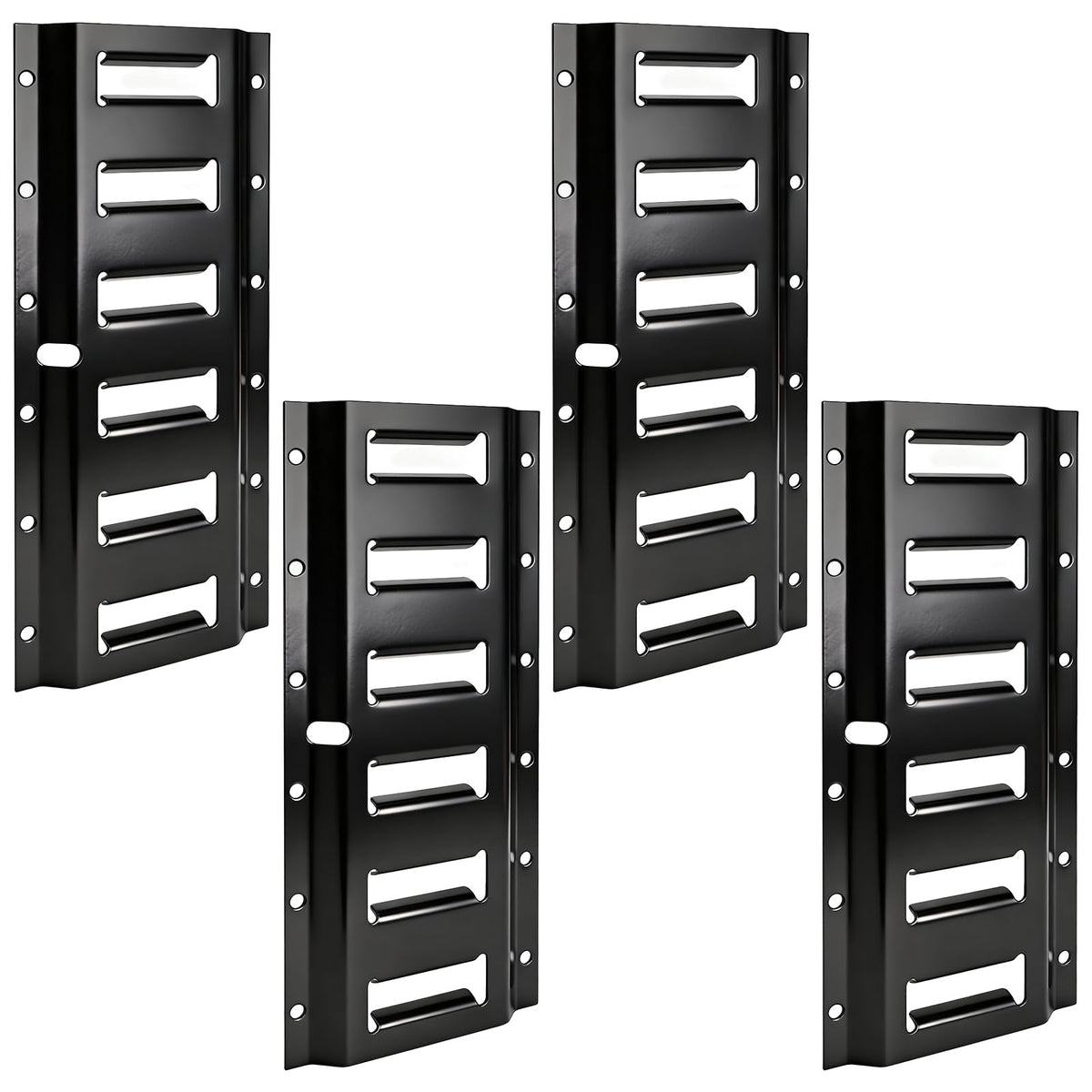 Okllen front view of four black 1-ft rails showing modular anchor points and finish