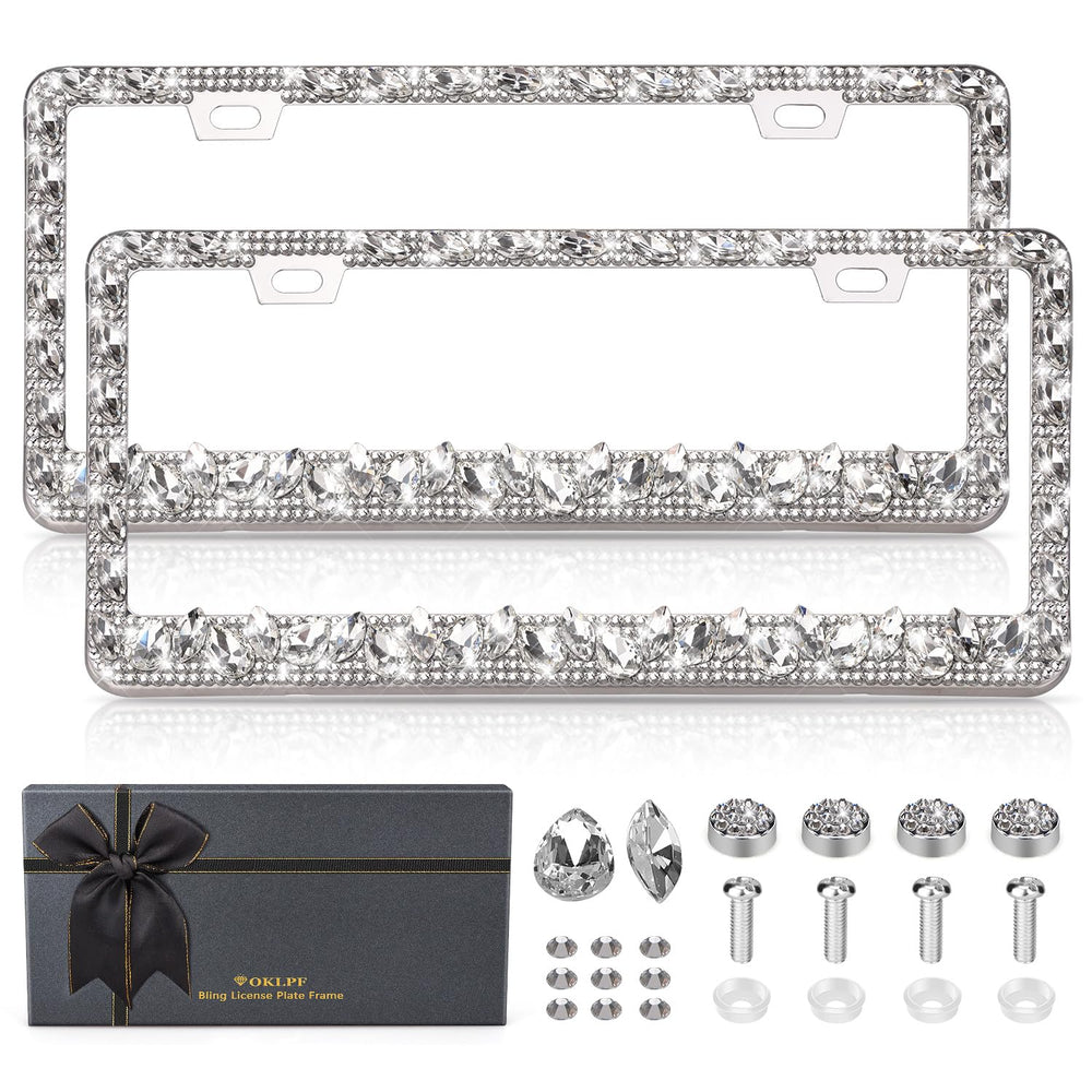 OKLPF front view silver frame showing full sparkle and clean fit