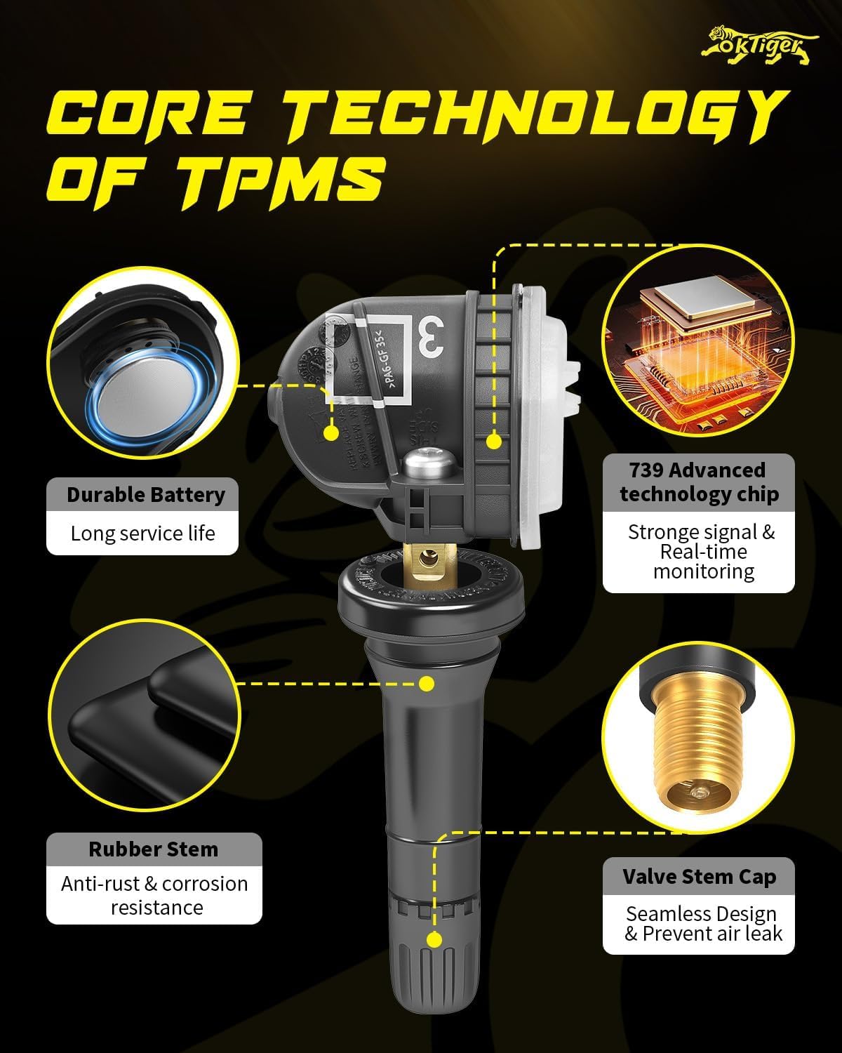 oktiger sensor installed on rim demonstrating direct-fit installation benefit