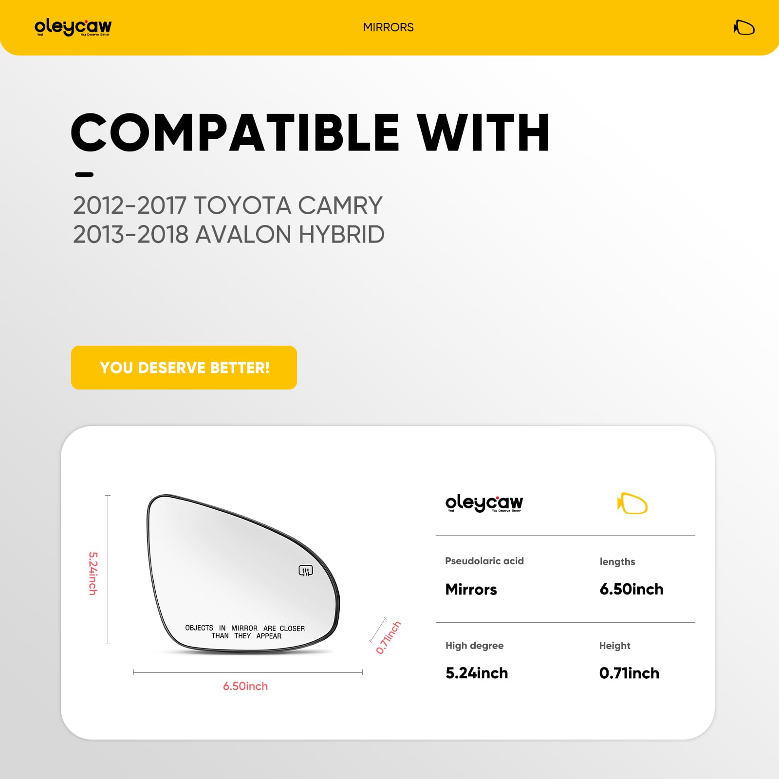 oleycaw mirror heating socket detail highlighting plug-and-play installation benefit