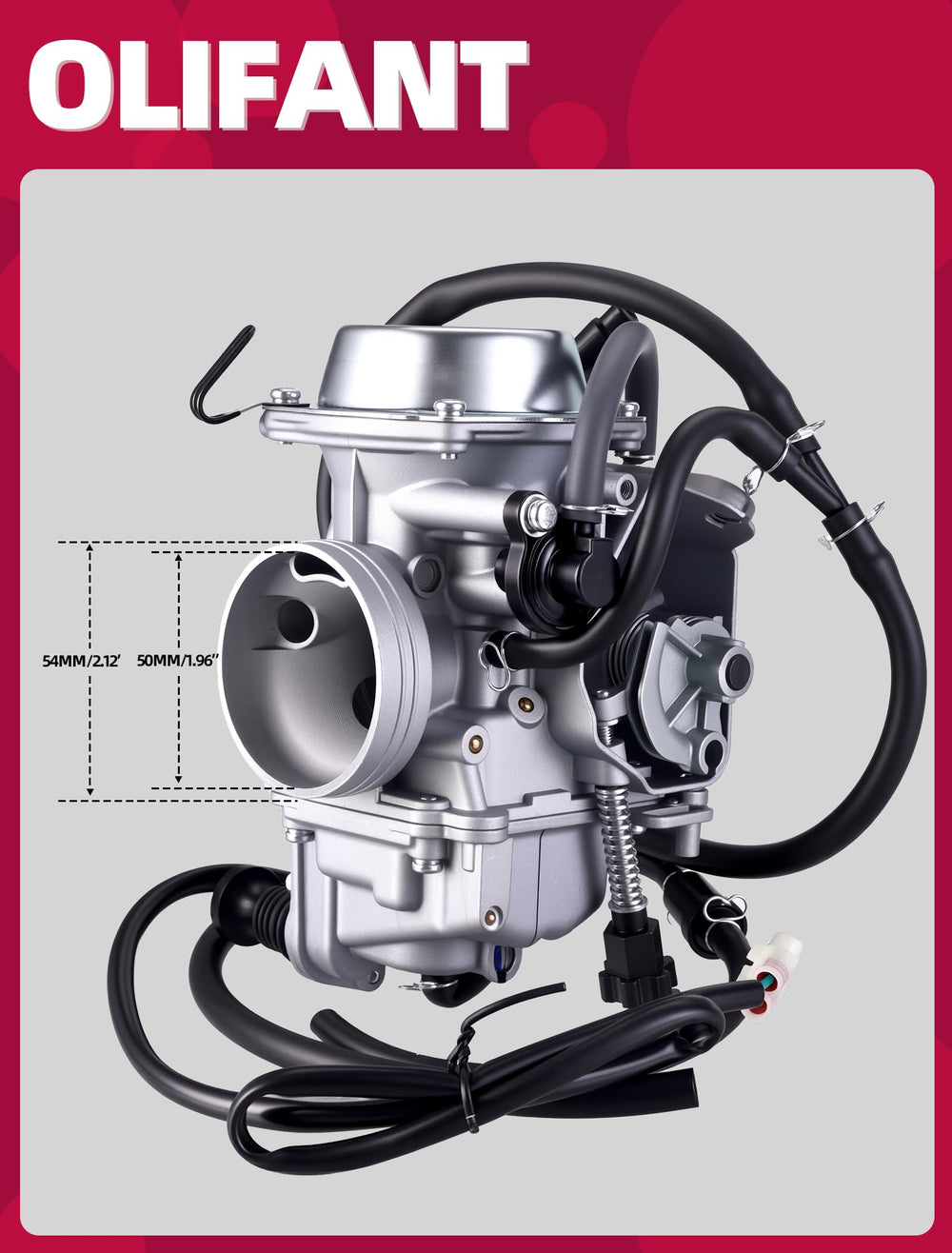 OLIFANT carburetor mounted on ATV demonstrating direct-fit installation benefit