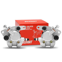 OLIFANT front calipers packaging showing both left and right units and easy replacement benefit