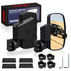 OLIFANT front-facing mirror pair mounted, shows wider rear view benefit