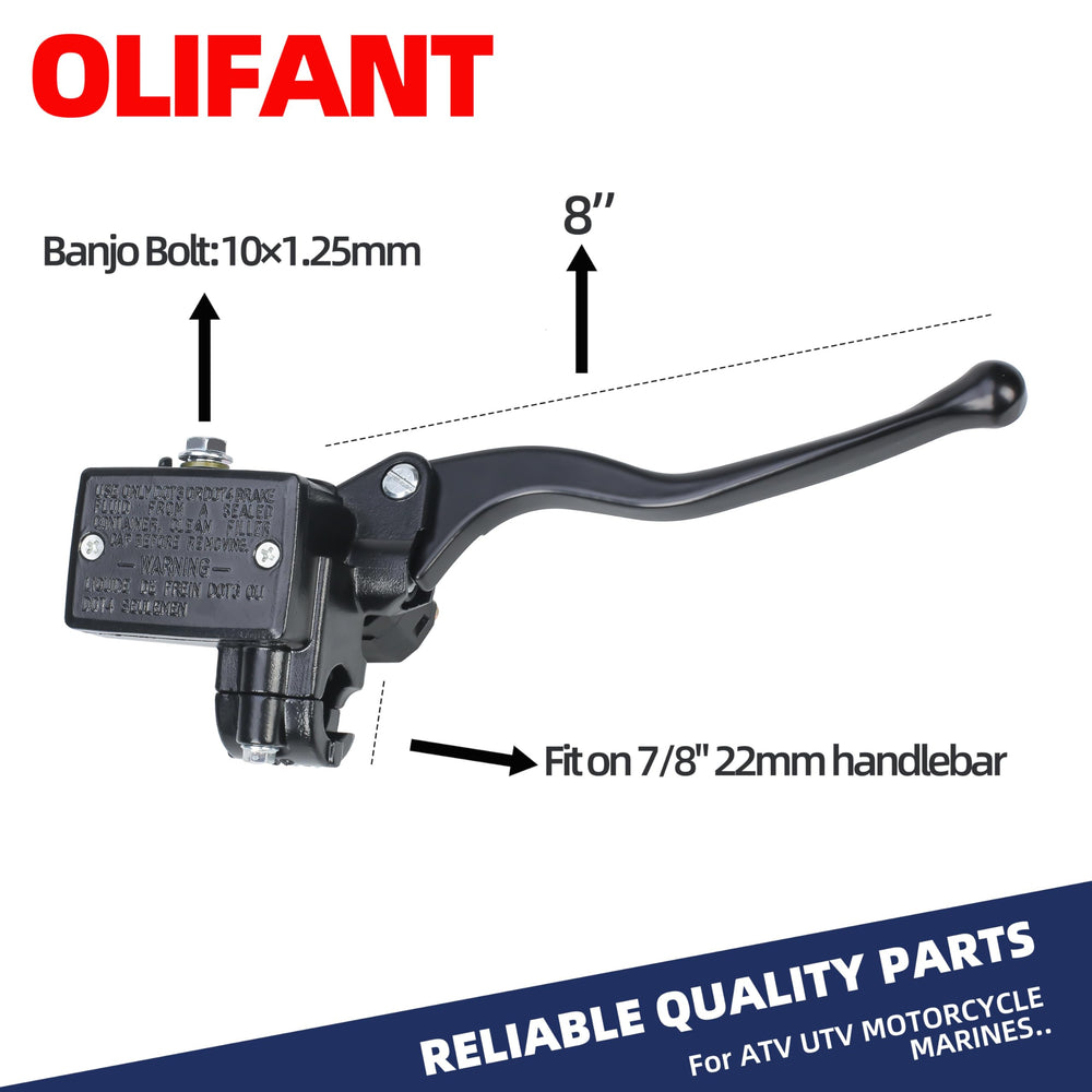 OLIFANT master cylinder next to ruler showing compact size for correct replacement fit